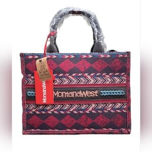 NWT Montana West Red and Black Geometric Tote